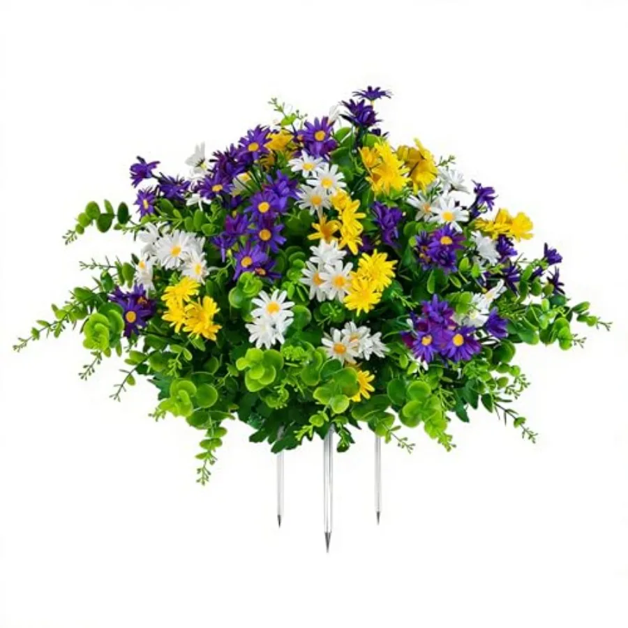 

20" Artificial Daisy Topiary Outdoor Plant, UV Resistant Faux Daisy Flowers, Outdoor Plants for Porch Decorations, Garden, Pati