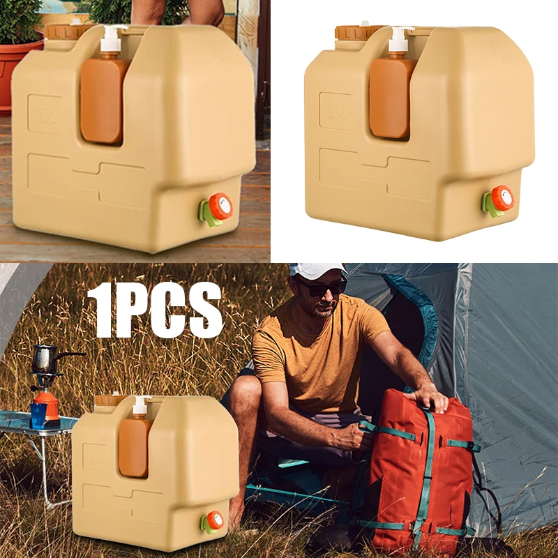 

1 шт. контейнер для воды с патрубком и дозатором мыла, резервуар для воды, не содержащий BPA, переноска для хранения воды для кемпинга, рыбалки, пикника, пешего туризма