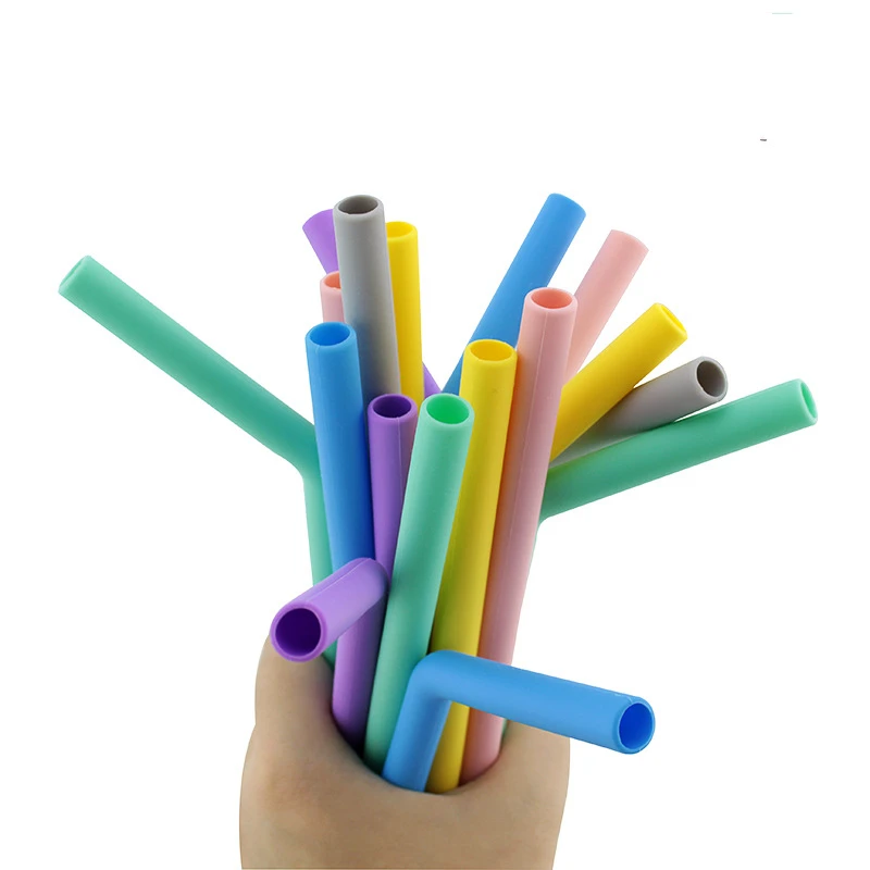 25cm food-grade silicone Foldable Reusable Drinking Straws flexible for milk tea coffee portable lot brushes out door traveling