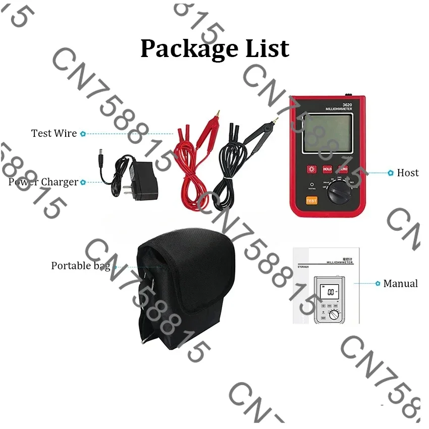 

High precision test current 5A wire resistance, micro ohmmeter, DC low resistance tester