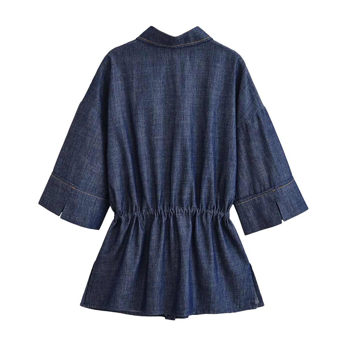 Conjunto de Moda Fena Casual com Csa Jeans e Cinto Ajustável, Estilo de Botão, Calças Longas de Manga Sete para a Temp...