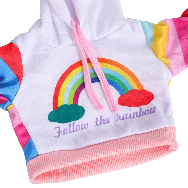 Nuova giacca 43 cm Vestiti per bambole Felpe con cappuccio arcobaleno Vestiti per neonati Accessori per bambole rinate Forniture per personalizzazione di bambole Regalo di giocattoli per ragazze