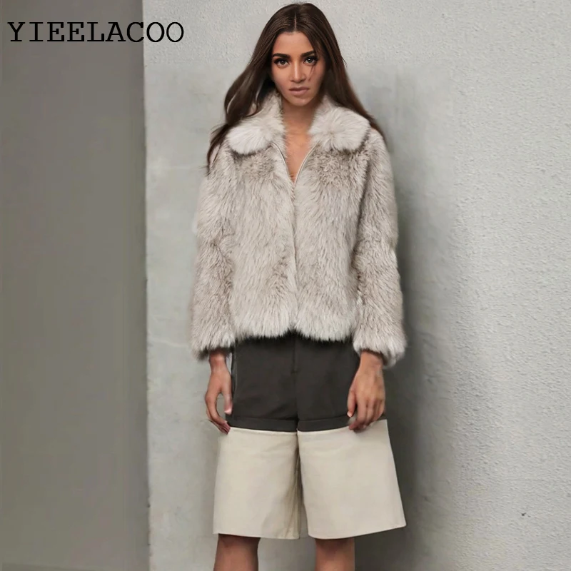 

Женская куртка на молнии из искусственного меха, цельное весенне-осеннее пальто, классическая Модная, повседневная, универсальная, простая, свободная куртка