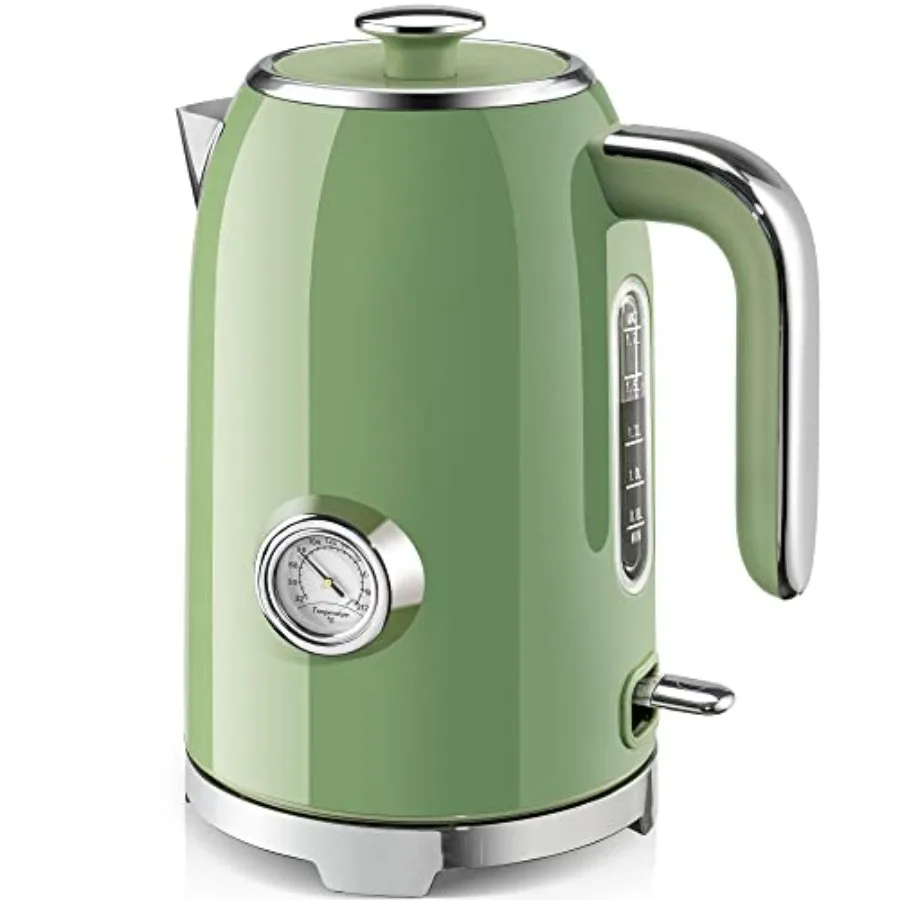 

Electric Kettle with 57oz Capacity for Fast Heating 1500W Stainless Steel Water Boiler Featuring Built-in Thermometer Cordless