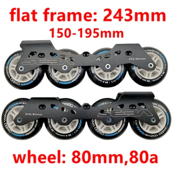 quadro de skate em linha plano 243mm com rodas 80mm 80a todo o conjunto