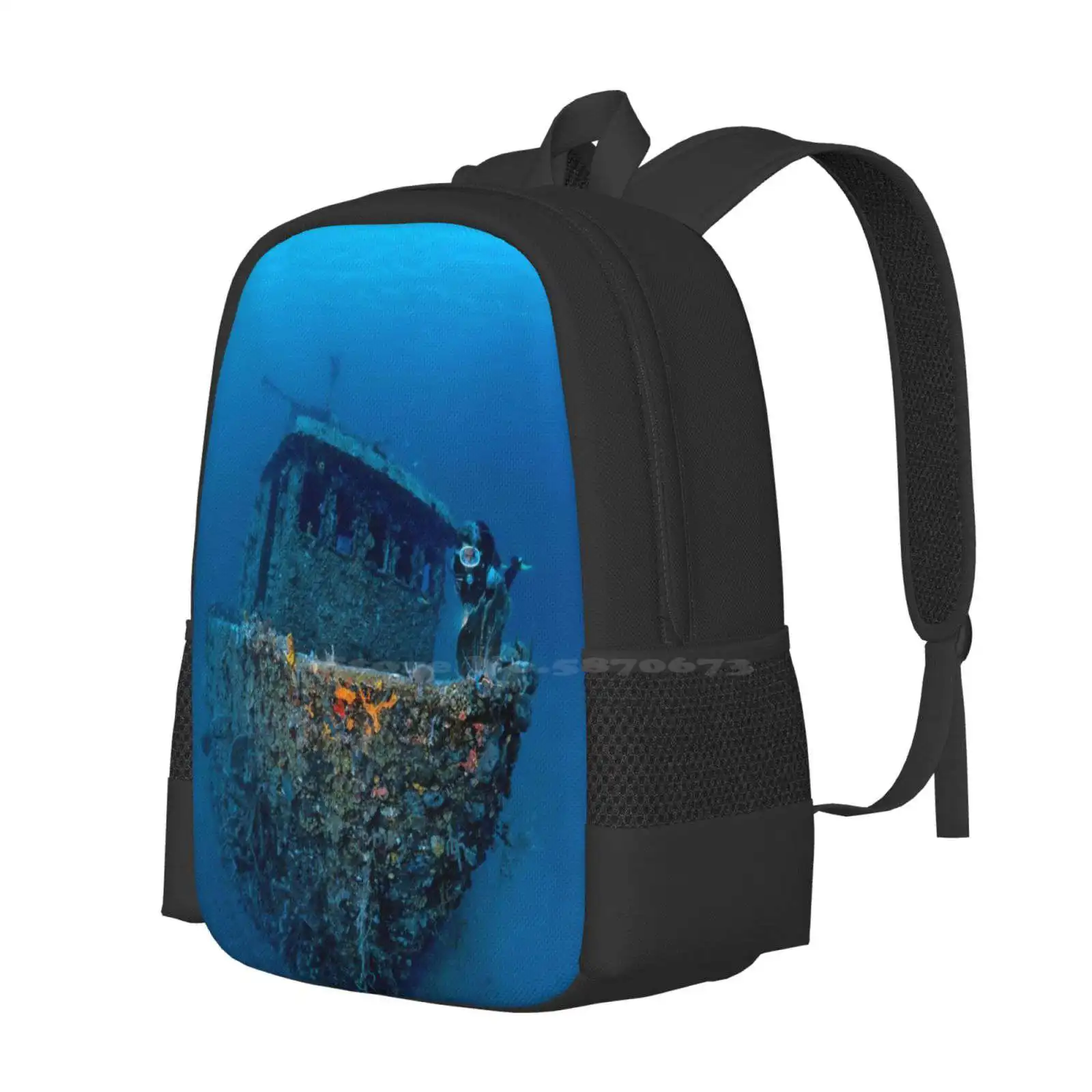 Dreamboat Pattern Design Bagpack School Bags Tug Boat Cienfuegos Caribbean Sea Ocean Diver Underwater Norbert Probst Cuban