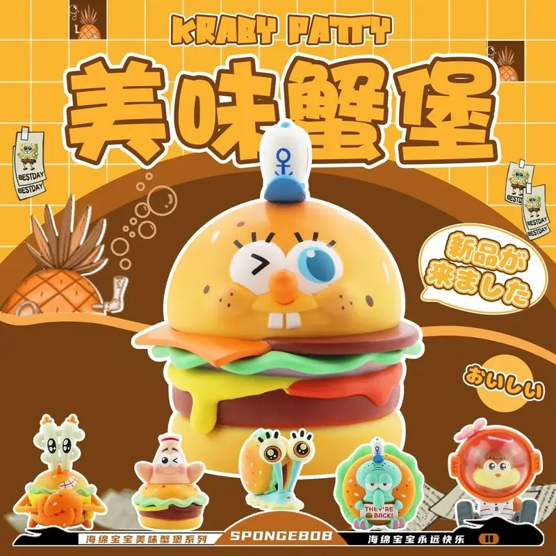 

Spongebob Squarepants Blind Box Handmade Delicious Crab Burger Cartoon Anime Doll Trendy Play Model Desktop Decoration Ornament
