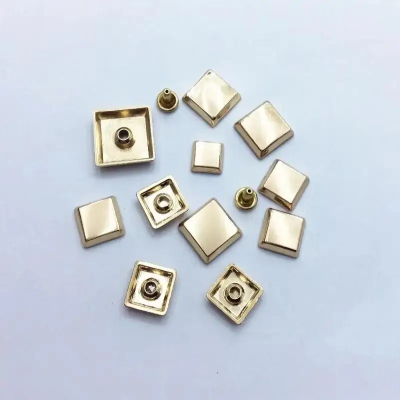 8-15mm Alloy Flat Square Mosaic Bracelet Rivet Cap Studs For Leather Craft Bag Shoe Wallet Punk Rock Trims Jewelry  Accessories