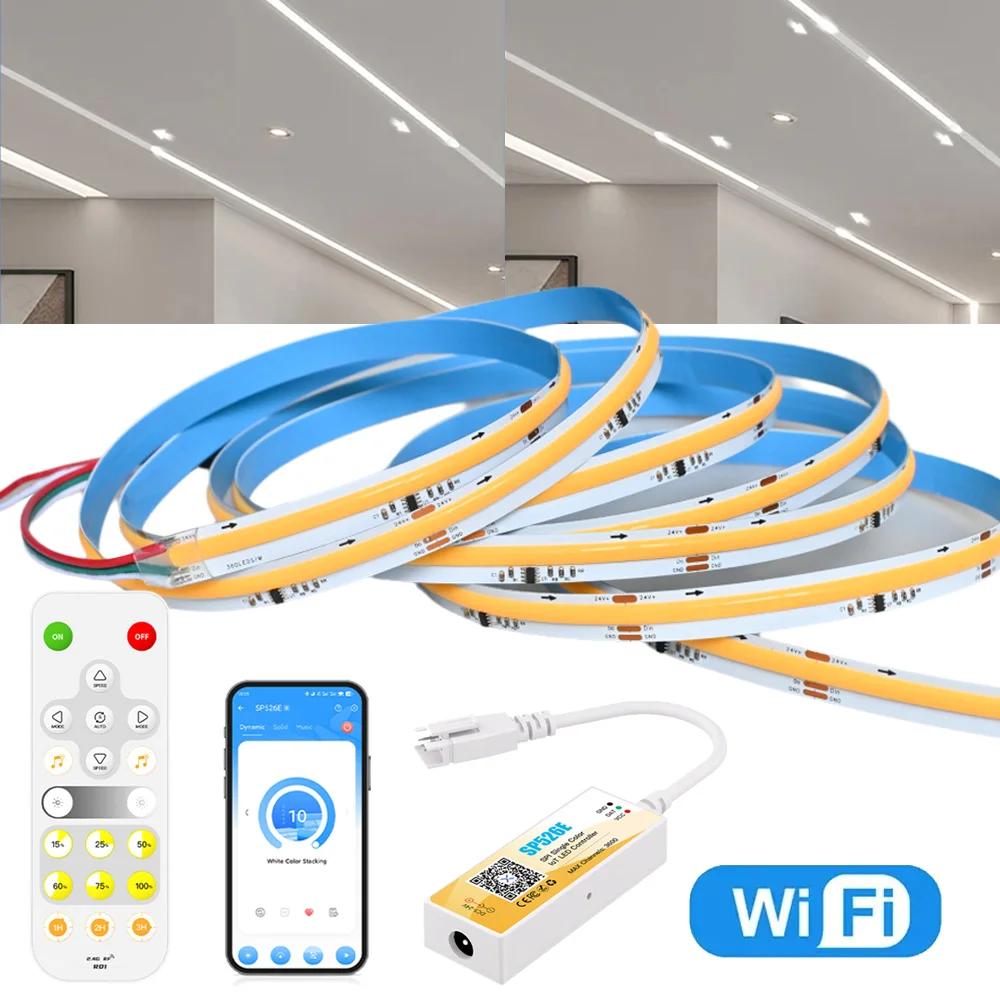 

10 м 20 м WIFI COB светодиодная лента с проточной водой, 24 В, светильник для скачек, гибкая линейная лампа, таймер приложения для Alexa Google Assistant