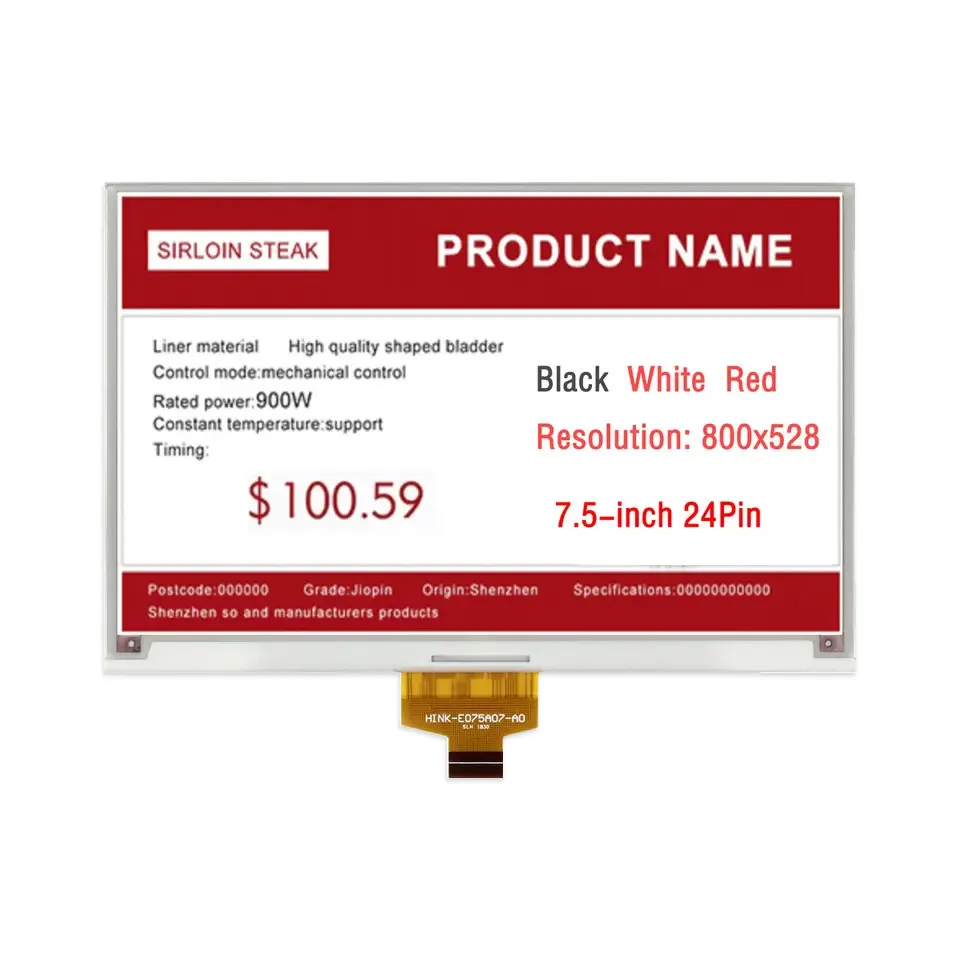 

7.5inch HINK-E075A07-A0 screen 24Pin 880x528 e-Paper E-ink raw Display Black White Red