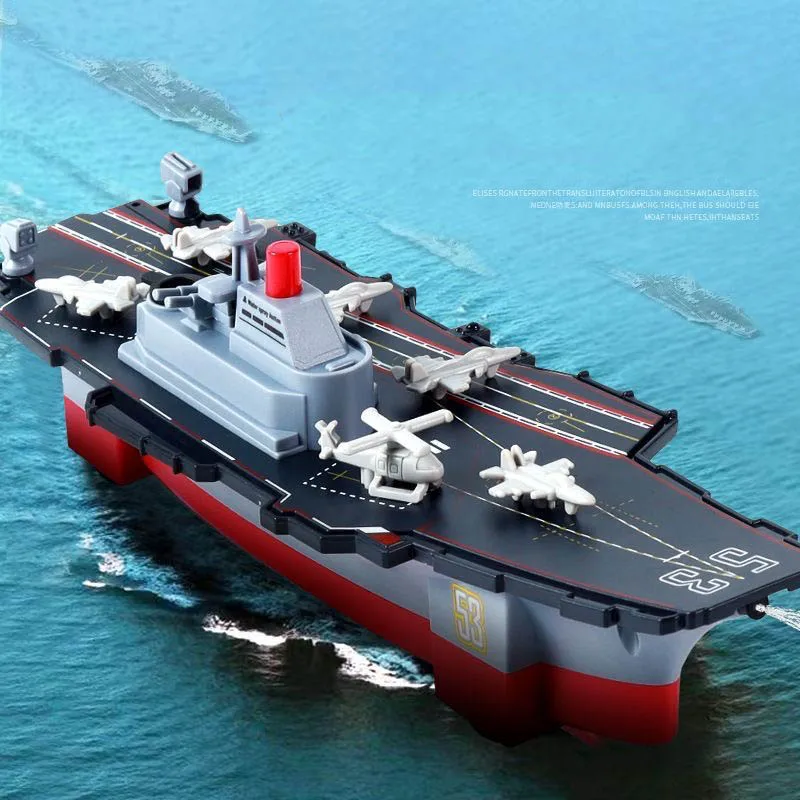 

Large Simulation Press Can Spray Water Aircraft Carrier Toy Model Children Warship Ship Inertia Pull Back Toy Boy Gift