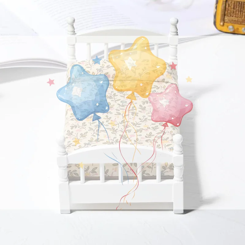 

1:12 Dollhouse Miniature White Toy Bed Furniture Bedroom Doll House Bed