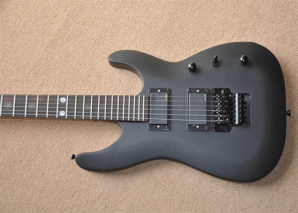 غيتار كهربائي أسود غير لامع مخصص من المصنع مع لوحة فريتس من خشب الورد، عرض مخصص #3