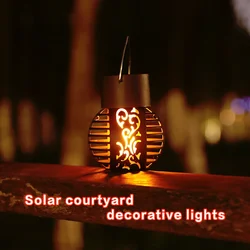 Solar Flame Light Garden Lights Outdoor Waterproof Solar Hanging Lantern Hollow Flickering Flame Lawn Lamp for Garden Patio