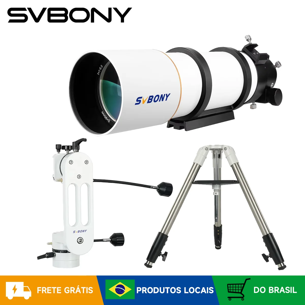 Suporte de telescópio Svbony SV48P 90mm/102mm e SV225 Alt-Azimutal e Conjunto de Tripé de Alumínio SV225T para Astrofotografia de Céu Profundo