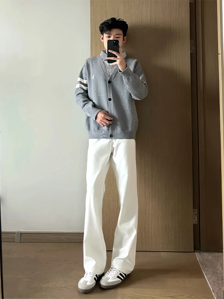 

Белые американские джинсы прямого кроя Cleanfit, зауженные, с высокой талией, для мужчин, модные, из денима