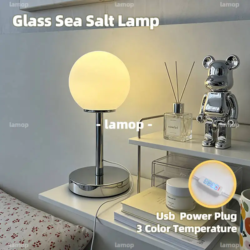 Cream-style lollipop glass table lamp pink LED decorative lamp in Bauhaus style for bedroom and study creative shape light