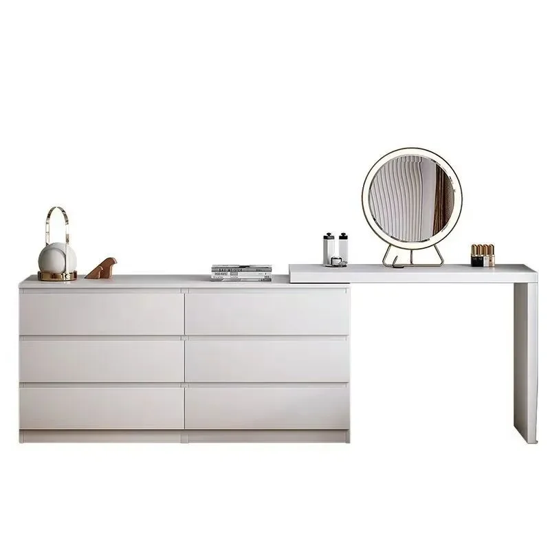 Cosmetic Modern Table Corner Dressing Table Bedroom Modern Minimalist Desk Vanity One Light Luxury Premium Six-drawer Cabinet