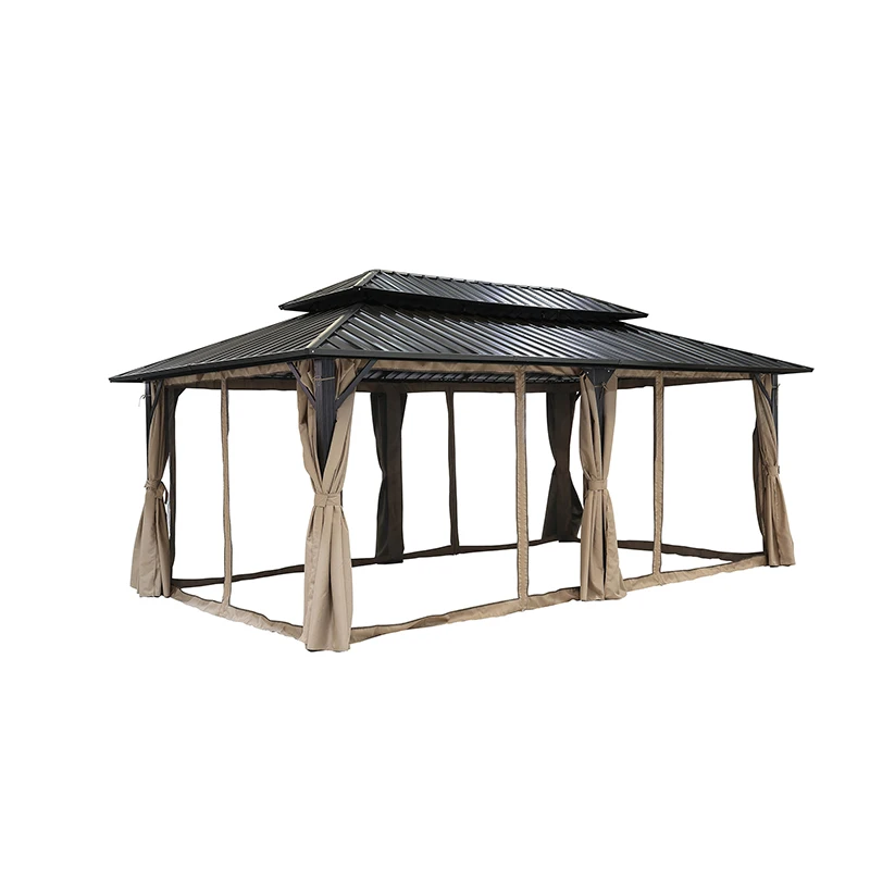 

Double Roof Outdoor Aluminum Gazebo with Permanent Patio Canopy for Garden Patio Lawns Parties Garden Furniture