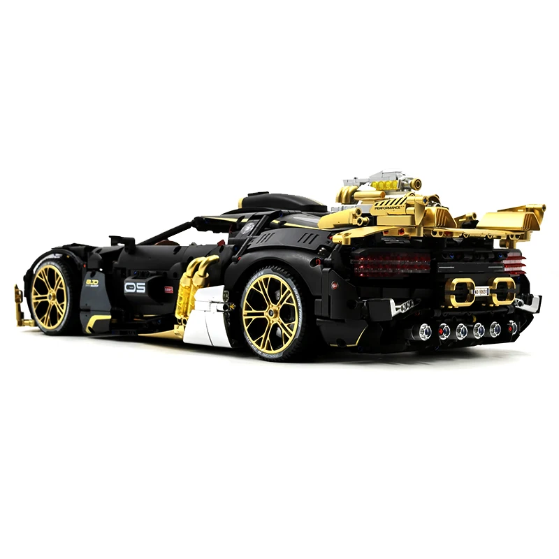 IN MAGAZZINO GULY10631 1:8 Nero e Oro Auto Sportiva Hypercar Modello Building Blocks Mattoni Puzzle Assemblaggio Giocattolo Per Bambini Compleanno Gif