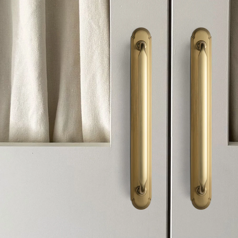 

Goo-Ki Champagne Bronze Zinc Alloy Cabinet Handle with Backplate - 7.56''(192mm) Cabinet Pull Hardware for Bedroom, Kitchen