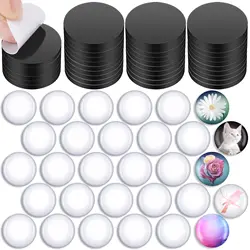 48PCS Fridge Magnets for DIY Crafts Sets Round with Clear Dome Cabochons Glass Discs for Refrigerator Office Locker Whiteboard