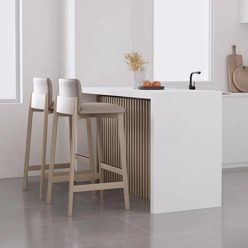 Mostradores de Recepción, Taburetes de Bar con Respaldo, Taburetes de Bar Modernos de Cuero para Balcón, Banqueta Nórdica Minimalista, Muebles para Salón