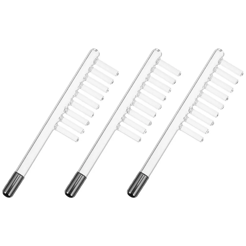 

3Pcs Clear Electrotherapy Comb High Frequency Device Replacement Parts Glass Combs for Scalp Treatment Hair Care