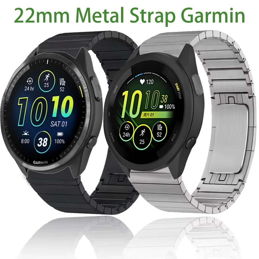 

Металлический ремешок 22 мм Garmin Foreruner 965 955 255/255, музыкальная спортивная пряжка-бабочка из нержавеющей стали для Garmin Venu 3/2, аксессуары