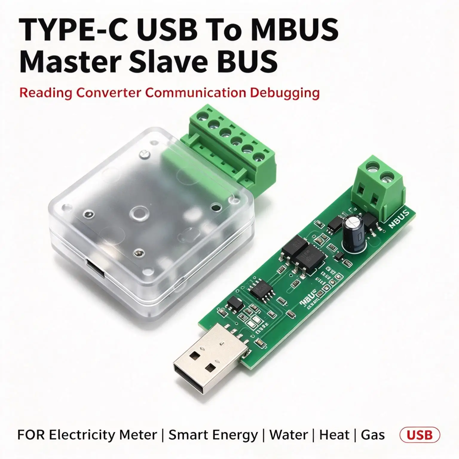 DYKB TYPE-C USB To MBUS Master Slave BUS Reading Converter Com Debug FOR Elec Meter Smart Energy Water Heat gas Board Module SMA