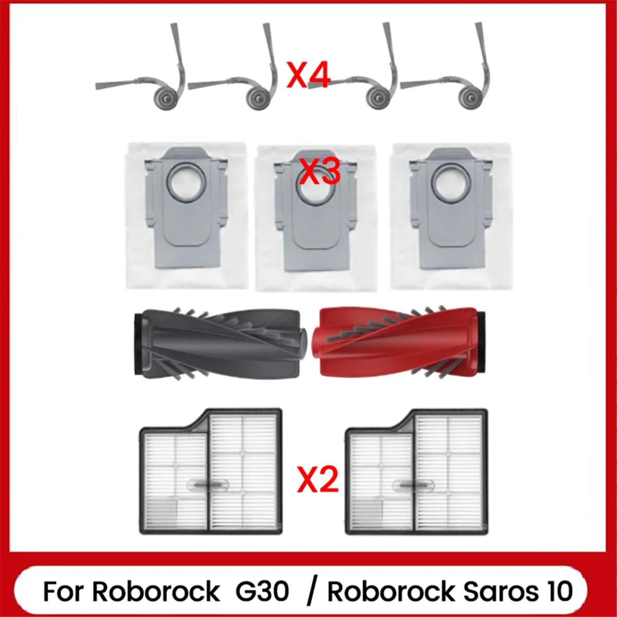 BFYL-para Roborock Saros 10 / Roborock G30 piezas de aspiradora filtro de Cepillo Lateral principal bolsas de polvo piezas de repuesto