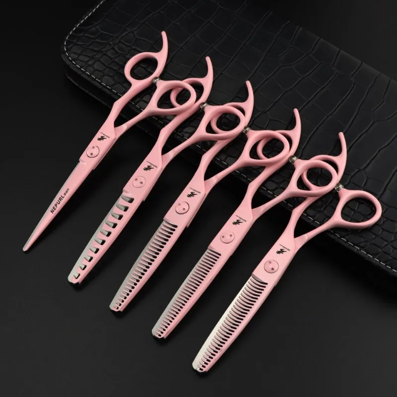 Professional Barber Scissors for Hairstylists Only Hair Scissors 5.5/6.0/6.5 Inch Pink Scissors Barber Tool Set