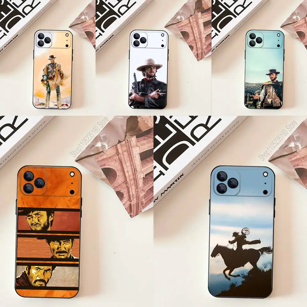 

Clint EastwoodS Cowboy Art For iPhone 17,16,15,14,13,12,11,Pro,Max,Plus,E,SE4,Air,Mini Black Soft Cover Phone Case