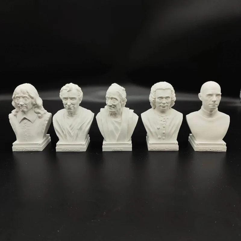 10/15/25 سنتيمتر الفيلسوف الفرنسي Descartes Montesquieu Foucault Voltaire Rousseau تقليد الجص تمثال ثلاثية الأبعاد المطبوعة PLA التماثيل #3
