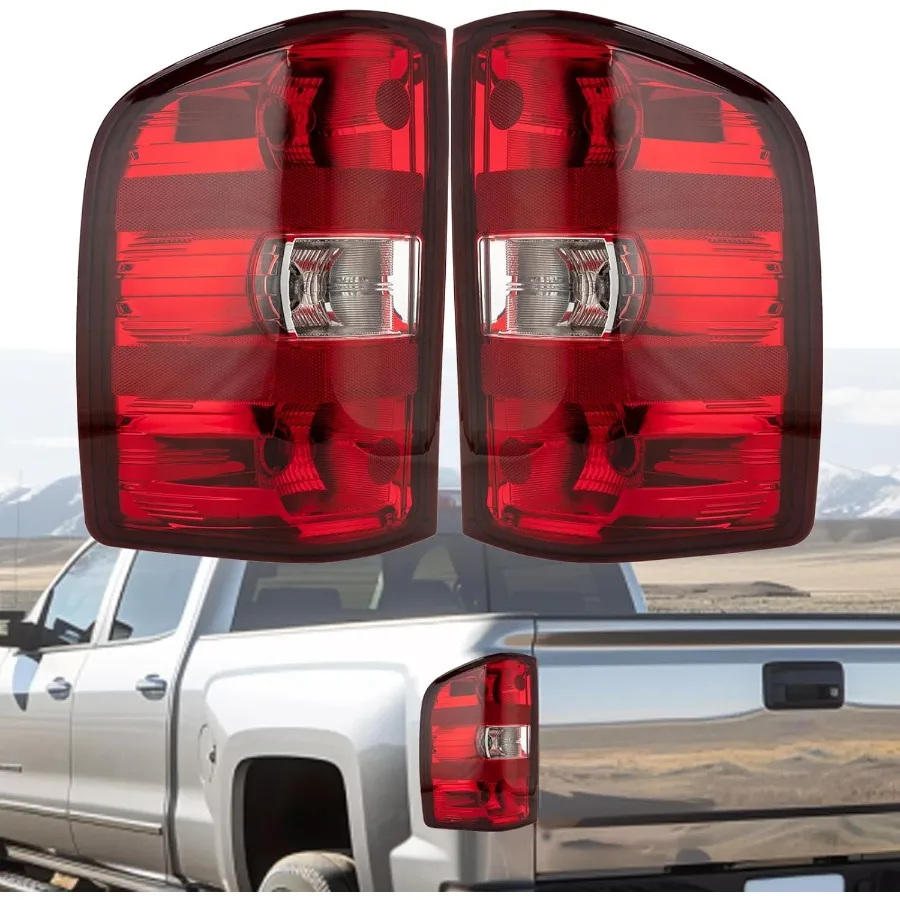 

Tail Light Assembly Compatible With 20072013 Chevy Silverado 1500 2500HD 3500HD Driver and Passenger Side Red Border With Bulb