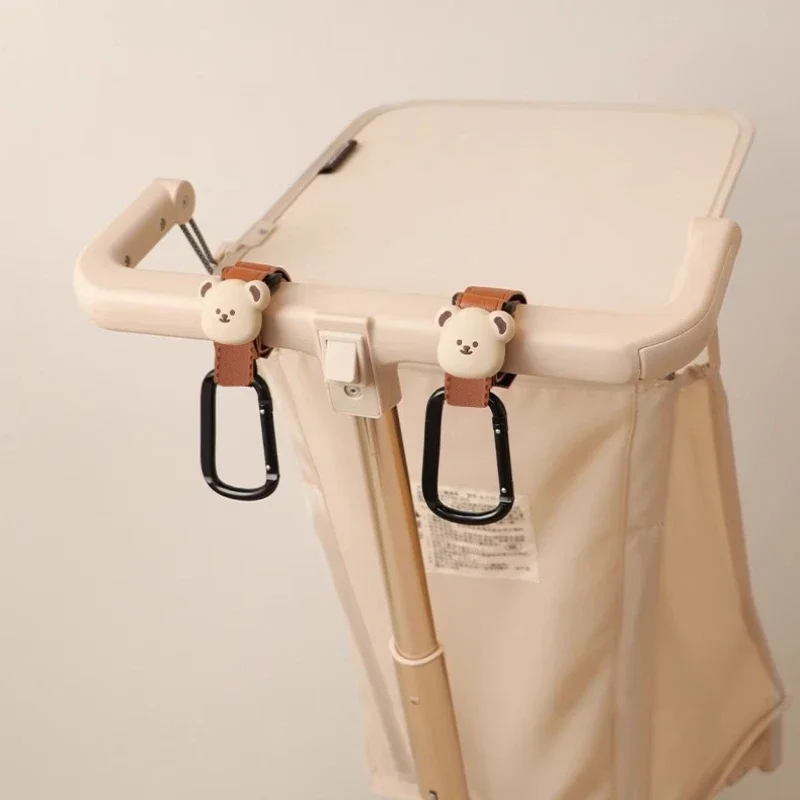 Cartoon Leather Stroller Universal Baby Cart Hooks Stroller Accessories Large Aluminum Alloy Hanging Bag Hook Stroller Organizer