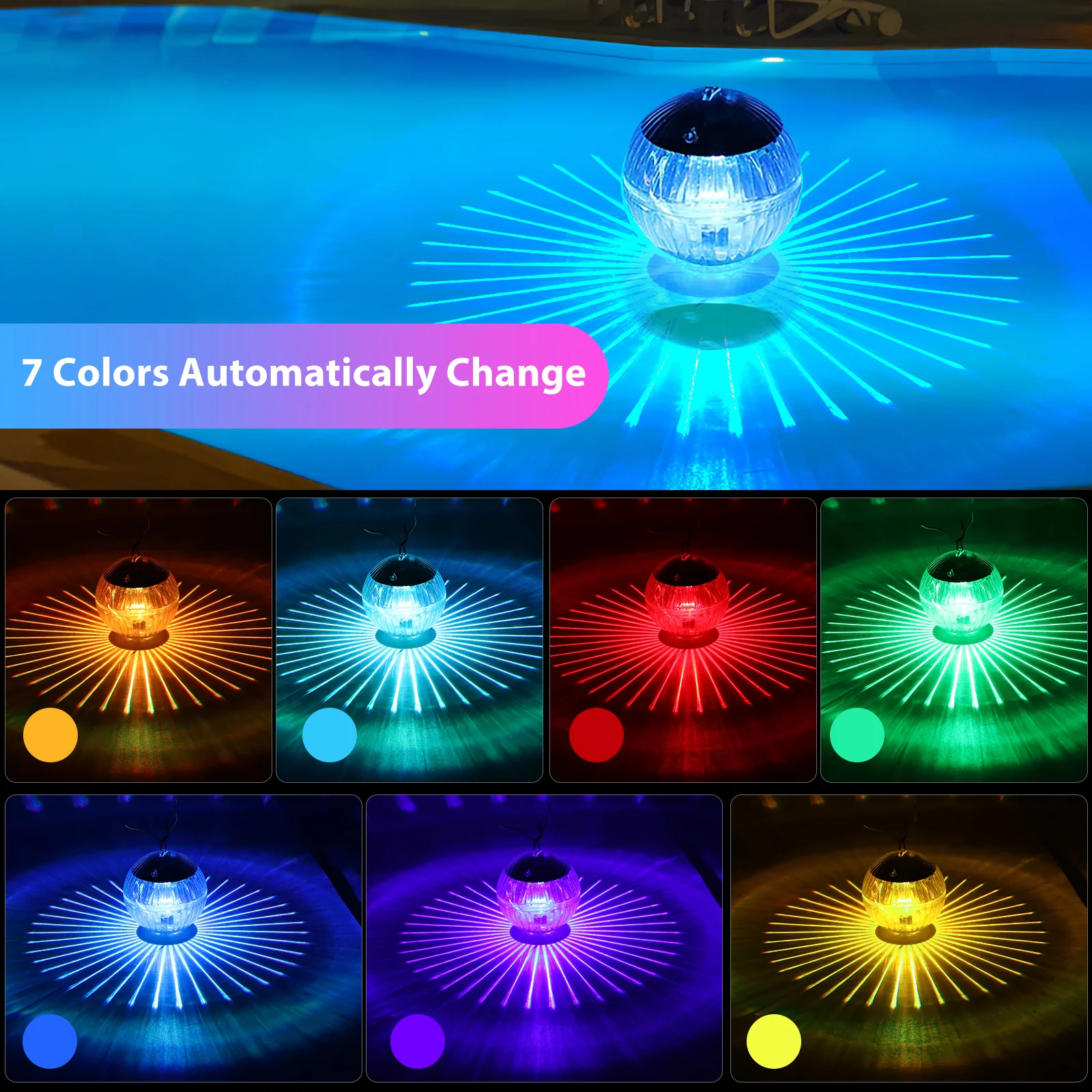 Solar Pool Lights Floating Lamp Submersible Underwater Light Swimming Pool Lantern Outdoor Led Floater Waterproof Pools Lighting