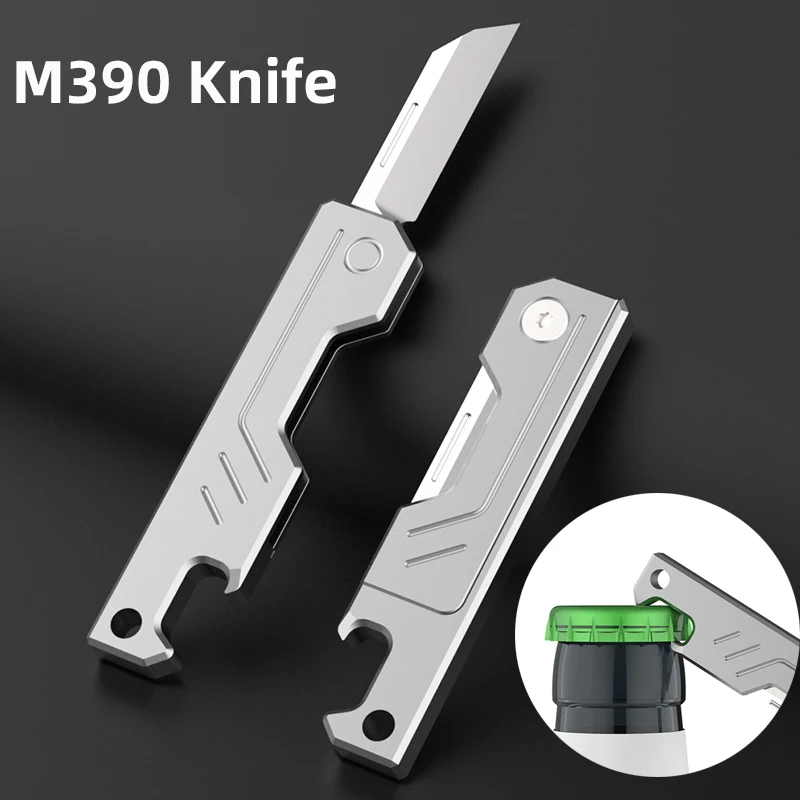 Mini Liga de Titânio Handle Pocket Knife M390 Lâmina Faca Dobrável Alta Dureza Abridor de Garrafas Edc Express Ferramenta ao ar Livre
