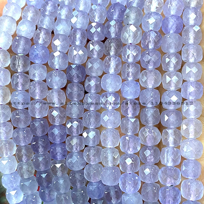 7-8MM Faceted Square Natural Stone Smoky Quartz Loose Spacer Beads for Jewelry Making Diy Earrings Bracelet Charms Accessories view 2
