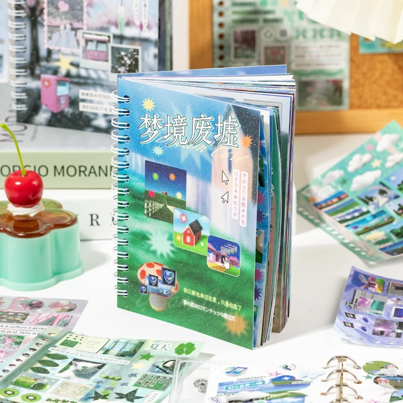 30Pages/book Time Reshape Series Coil Sticker for Phone Camera Luggage Journal Sticker Kawaii Decoration Sticker Gift
