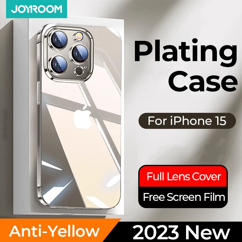 Joyroom Case Voor Iphone 15 Pro Max Crystal Transparant Case Back Pc + Tpu Anti-Gele Volledige Lens Cover Voor Iphone 13 14 Pro Max