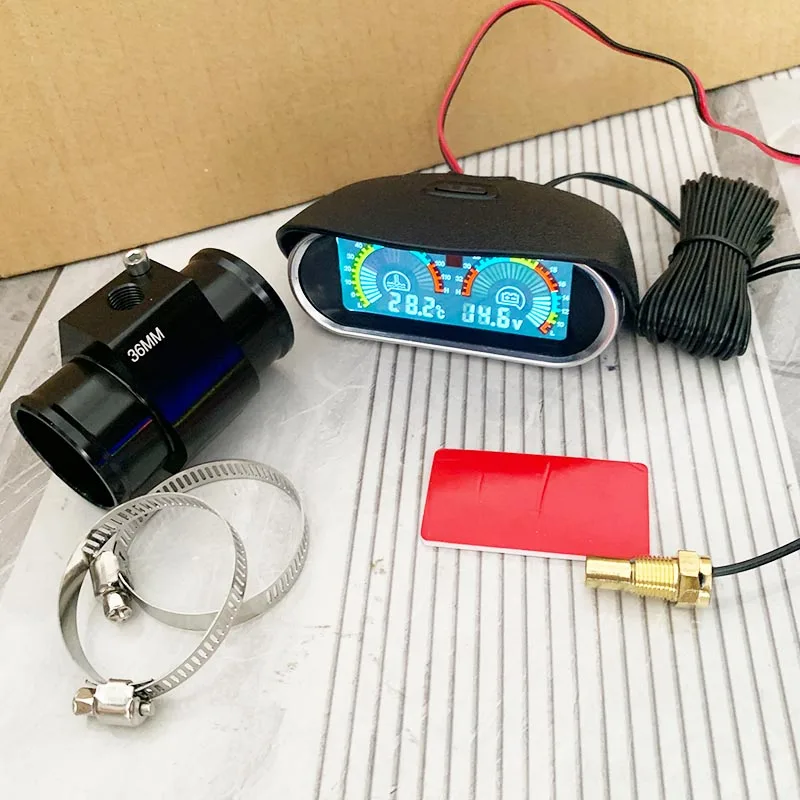 2-in-1 LCD Wassertemperatur- und Spannungsmesser für Auto und LKW mit 1/8NPT Sensor und Drei-Wege-Anschluss 12V/24V – Detail 5