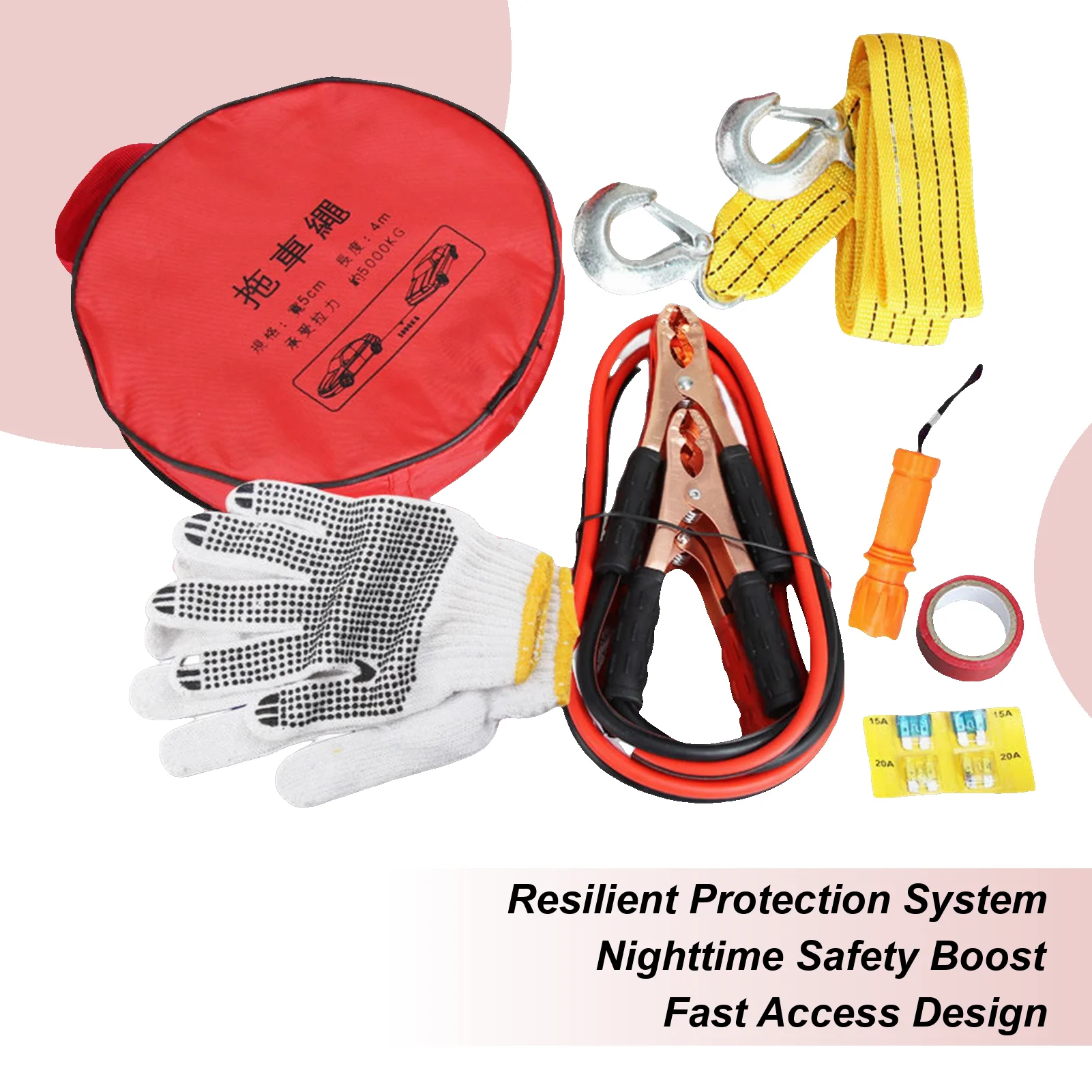 Roadside Assistance Kit 6-pieces Multifunctional Compact Tool Set Automotive Road Side Kit for Men Women Youth Teens Father