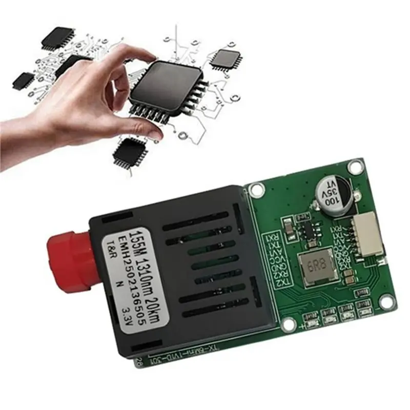 B68A 2Pcs TTL Optical Transceiver Module For Drones DC 5.5-26V FC RX/TX/AV/VCC/GND 20KM TTL To Fiber Optic Module