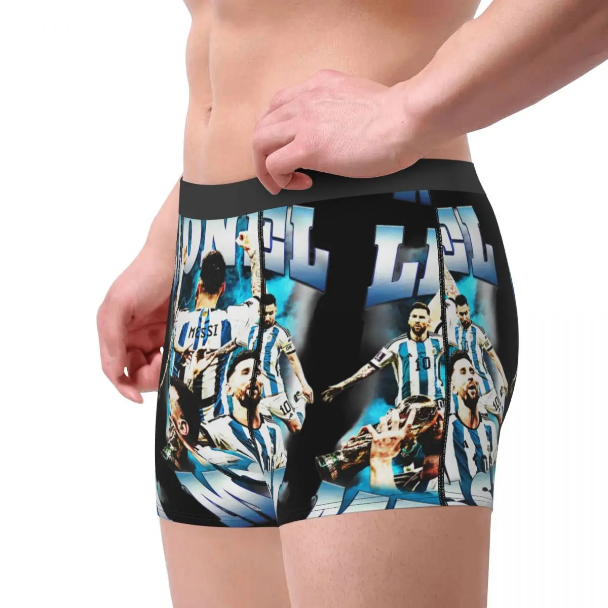 Men World Soccer Number 10 Football Boxer Shorts Panties Mid Waist Underwear Messied Homme Novelty Underpants