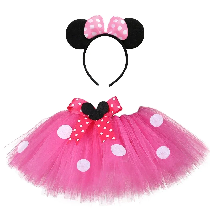 Baby Infant Girls Minnie Tutu Skirt Outfit Kids Fluffy Tutus with Bow Headband Toddler Girl New Year Costume for Birthday Party