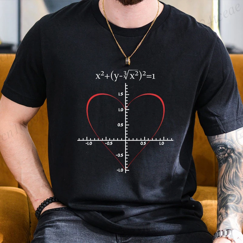 Męski T-Shirt Heart Equation Romantic Math Nerd Geek Love Gift Printed T-Shirt Summer Casual Tee T-Shirt for Men 2025 New Tops