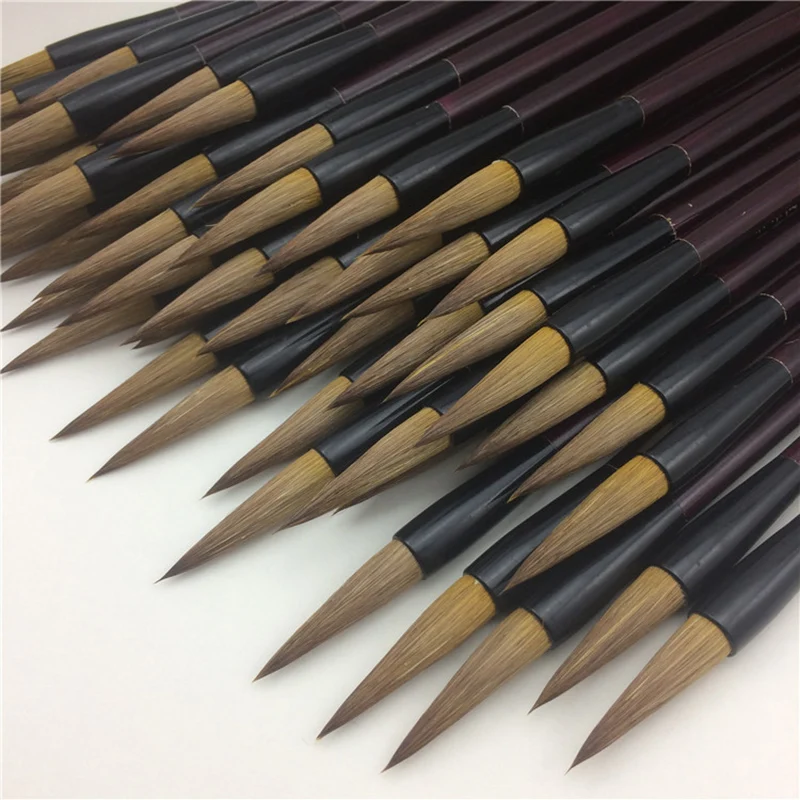 10 Pcs Bamboo Calligraphy Brush Pen Chinese Calligraphy Painting Brush Pen Weasel Hair Regular Script Writing Brush Wholesale