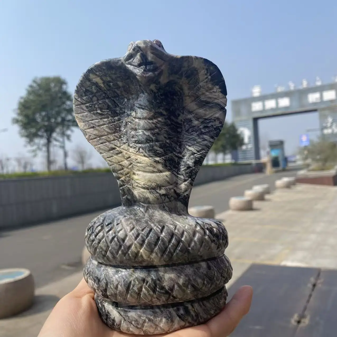 Natural Picasso Crystal Quartz Carved Snake, With Healing Properties, Suitable For Home And Office Decoration, Purification, As