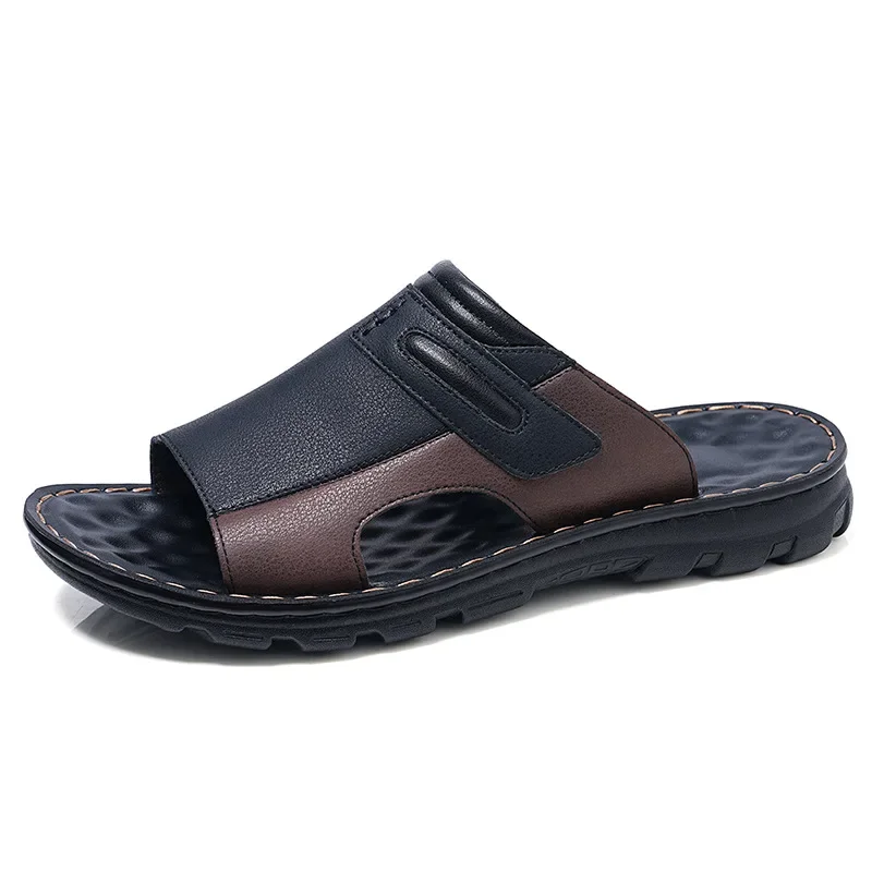 

Men Slippers Shoes Summer Casual Shoes Beach Sandals Slippers Outdoor Walking Comfortable Leather Shoes Man Slippers for Men